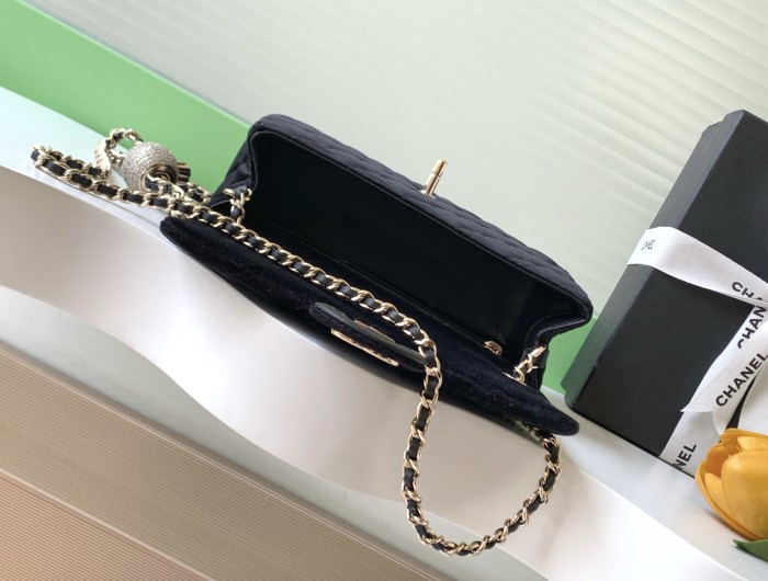 25A Classic Flap Velvet Bag with Crystal Ball “20x13x7cm” -036 =AS1787