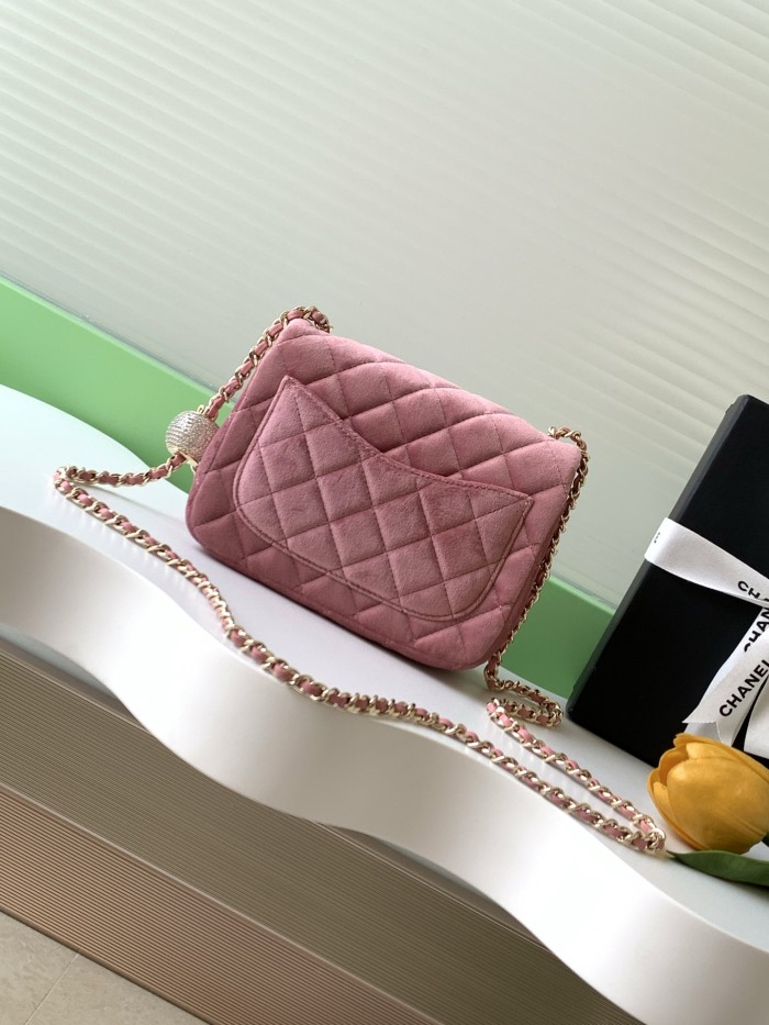 25A Classic Flap Velvet Bag with Crystal Ball “18x13x7cm” -026 =AS1786