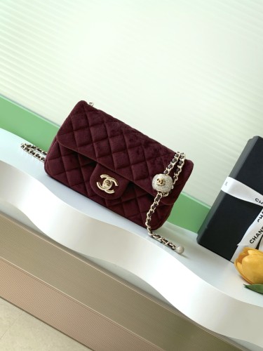 25A Classic Flap Velvet Bag with Crystal Ball “20x13x7cm” -036 =AS1787