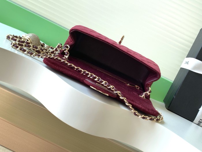 25A Classic Flap Velvet Bag with Crystal Ball “20x13x7cm” -036 =AS1787