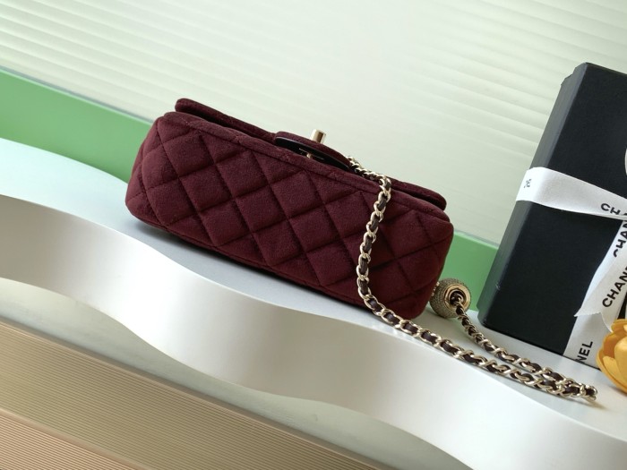25A Classic Flap Velvet Bag with Crystal Ball “20x13x7cm” -036 =AS1787