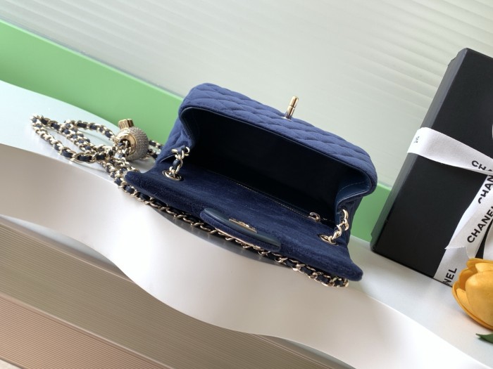 25A Classic Flap Velvet Bag with Crystal Ball “18x13x7cm” -026 =AS1786