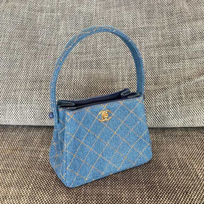Vintage Denim Mini Handbag “18x13x7cm” -087 =