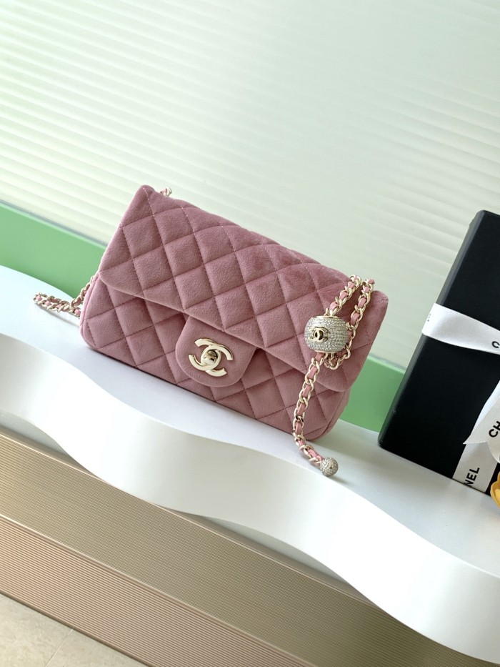 25A Classic Flap Velvet Bag with Crystal Ball “20x13x7cm” -036 =AS1787