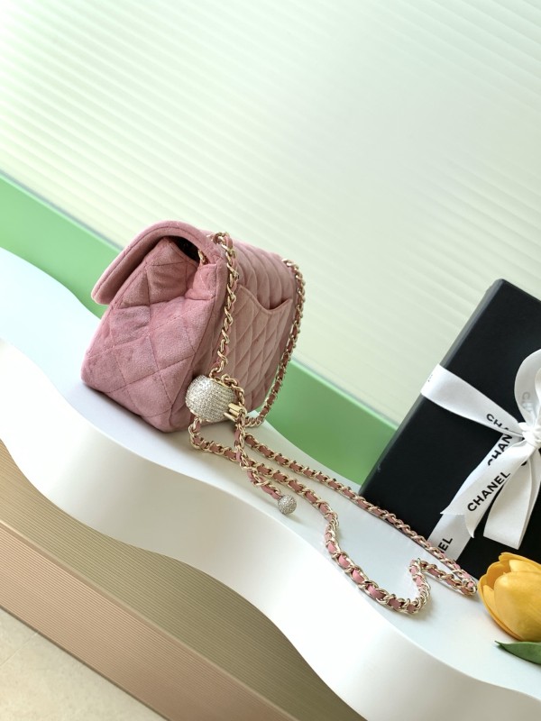 25A Classic Flap Velvet Bag with Crystal Ball “20x13x7cm” -036 =AS1787