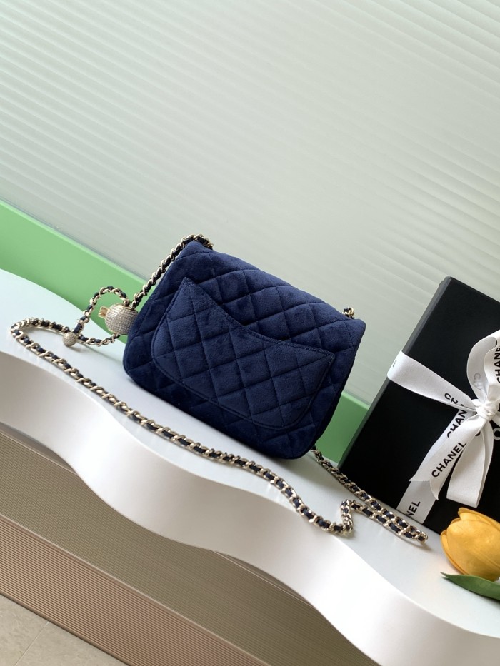25A Classic Flap Velvet Bag with Crystal Ball “18x13x7cm” -026 =AS1786