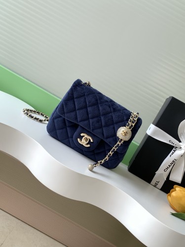 25A Classic Flap Velvet Bag with Crystal Ball “18x13x7cm” -026 =AS1786