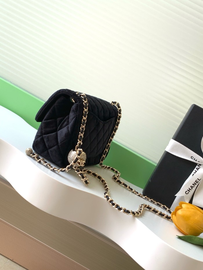 25A Classic Flap Velvet Bag with Crystal Ball “20x13x7cm” -036 =AS1787