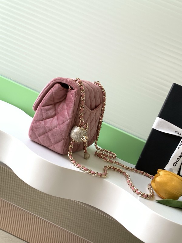 25A Classic Flap Velvet Bag with Crystal Ball “18x13x7cm” -026 =AS1786