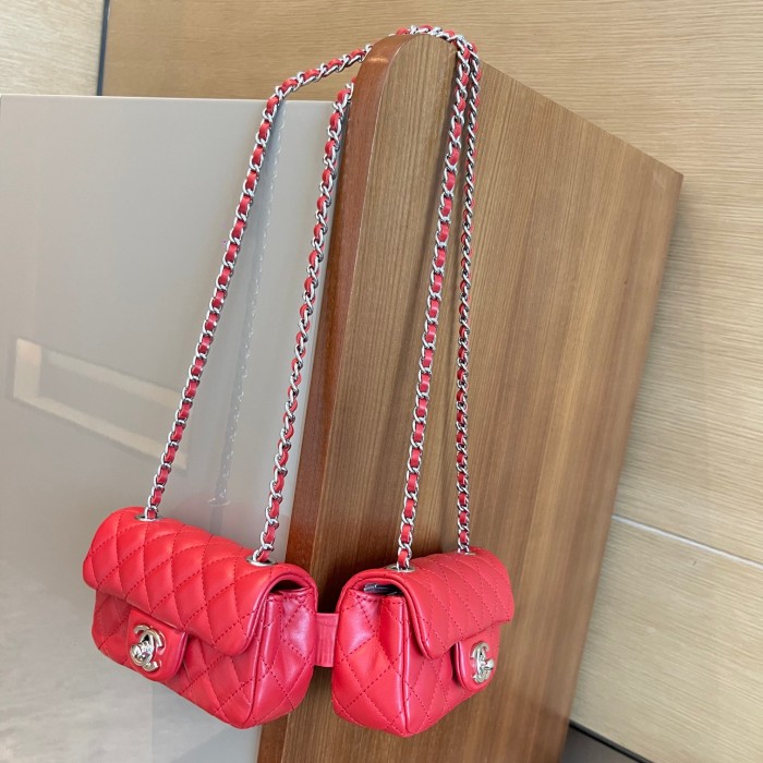 Vintage Twin Flap Bag “14x8x4cm” -088 =
