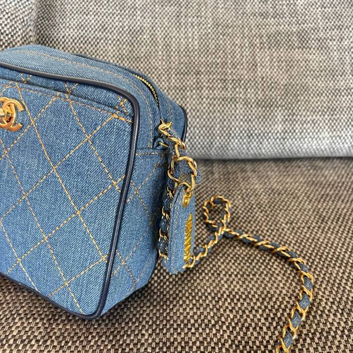 Vintage Denim Camera Bag “17.5x15.5x6.5cm” -007 =