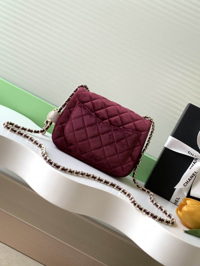 25A Classic Flap Velvet Bag with Crystal Ball “18x13x7cm” -026 =AS1786