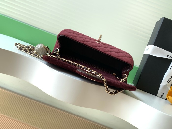 25A Classic Flap Velvet Bag with Crystal Ball “20x13x7cm” -036 =AS1787