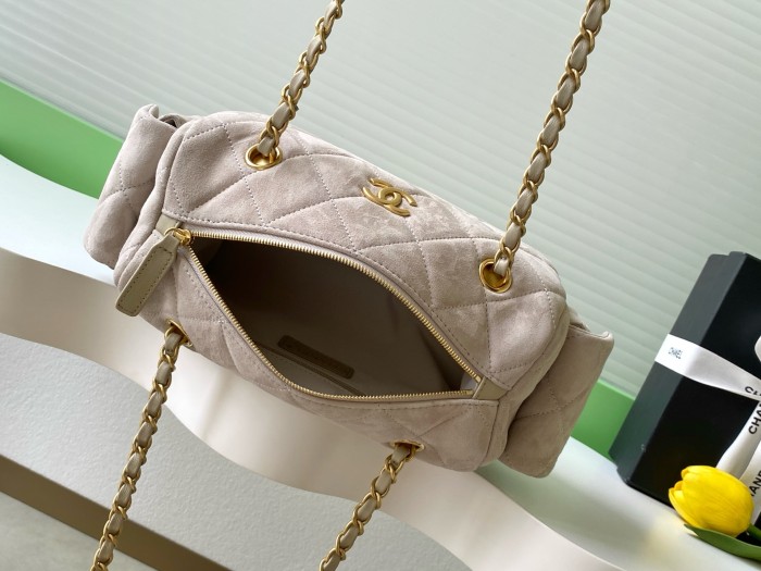 25K Suede Bowling Bag “24x15.5x11.5cm” -087 =AS5792