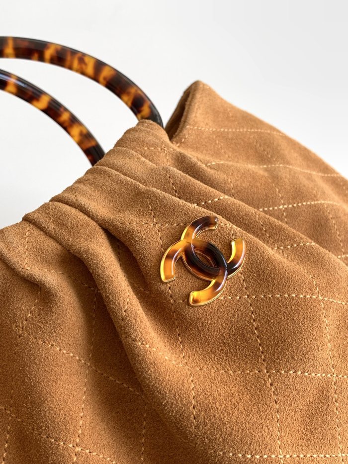 26C Large Suede Tortoiseshell Handle Bag “32x26x14cm” -086 =AS6010