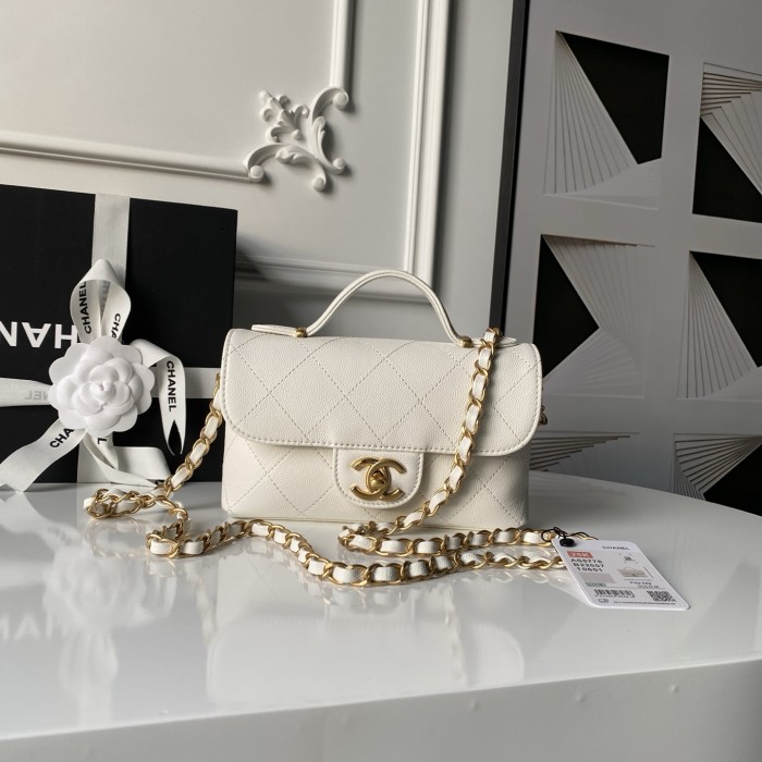 25K Small Caviar Flap Bag with Top Handle “19.5x11.5x5cm” -056 =AS5776