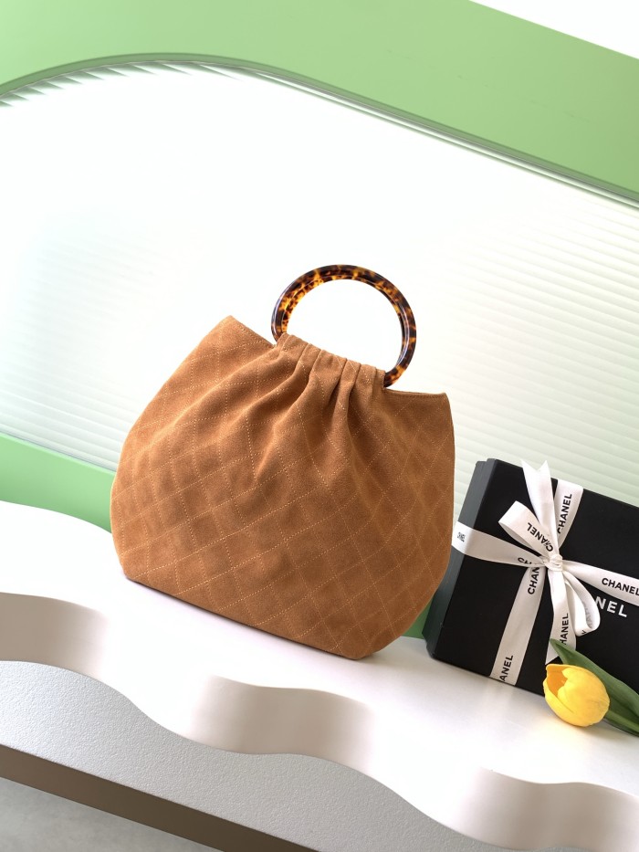 26C Large Suede Tortoiseshell Handle Bag “32x26x14cm” -086 =AS6010