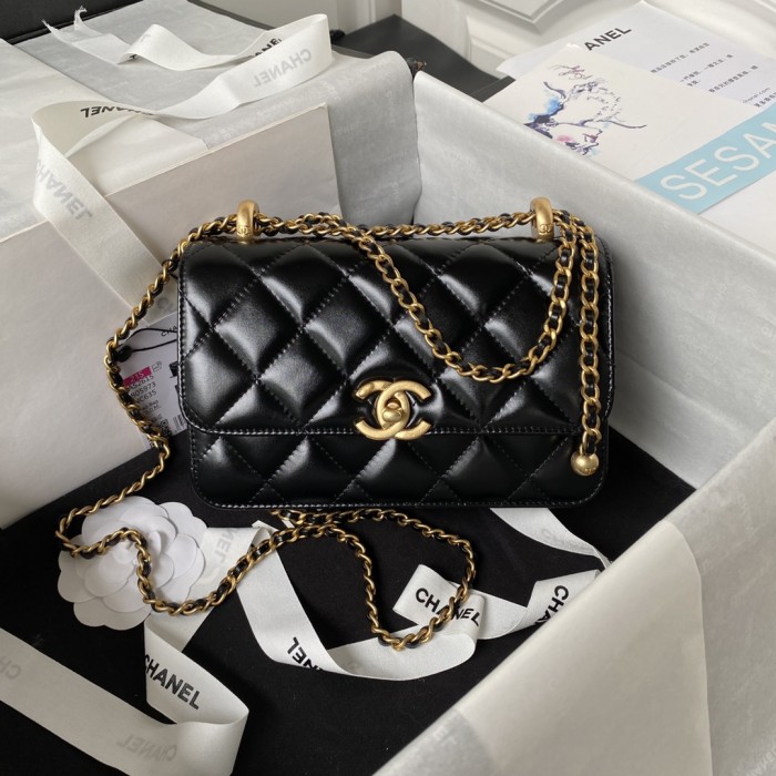 24C Mini Flap Bag with Double Gold Balls “19x12x8cm” -086 =AS2615