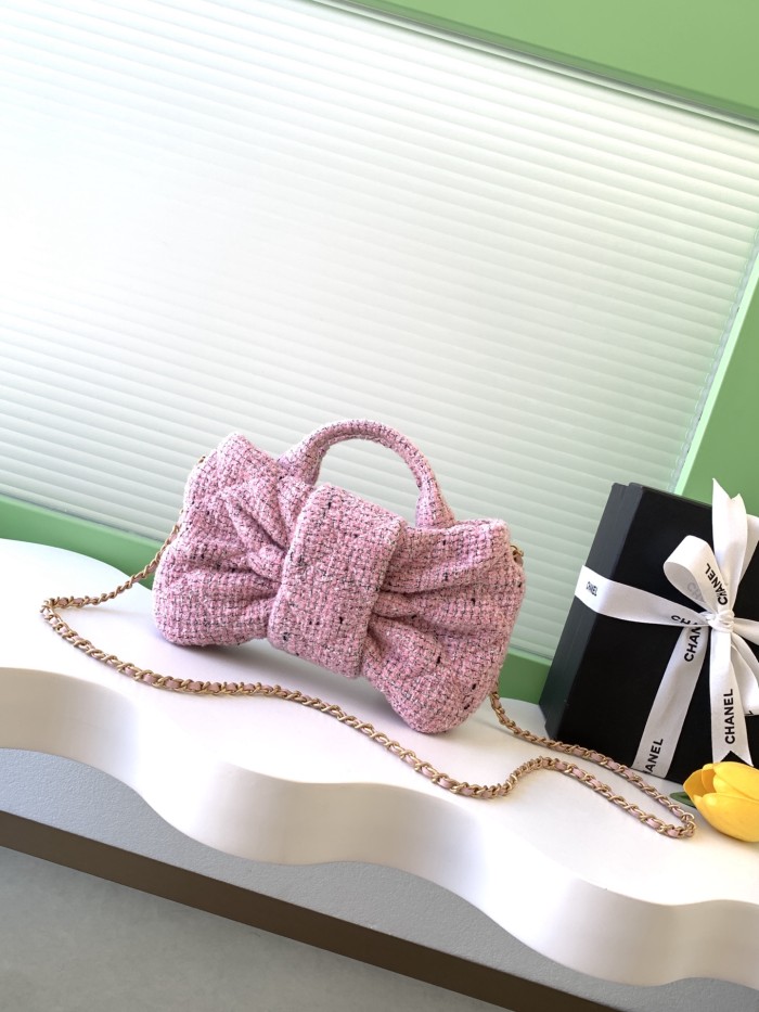 25K Bow Small Tweed Tote Bag “26x18x5cm” -036 =AS5849