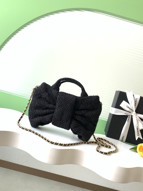 25K Bow Small Tweed Tote Bag “26x18x5cm” -036 =AS5849