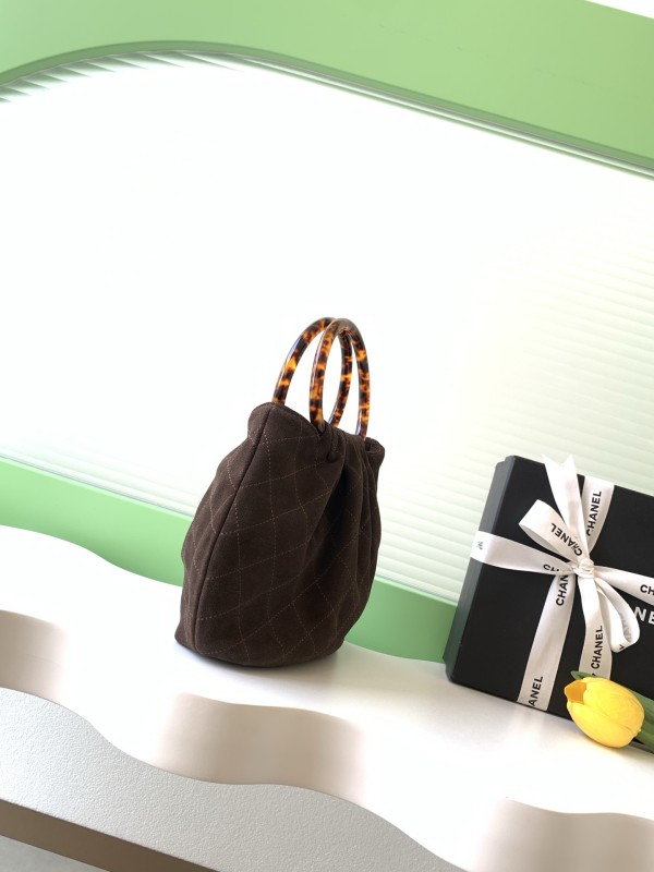 26C Medium Suede Tortoiseshell Handle Bag “24x18x12cm” -026 =AS6022