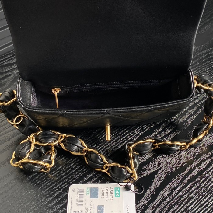 24K Small Lambskin Shoulder Bag with Chunky Chain “21x13x7cm” -037 =AS5174
