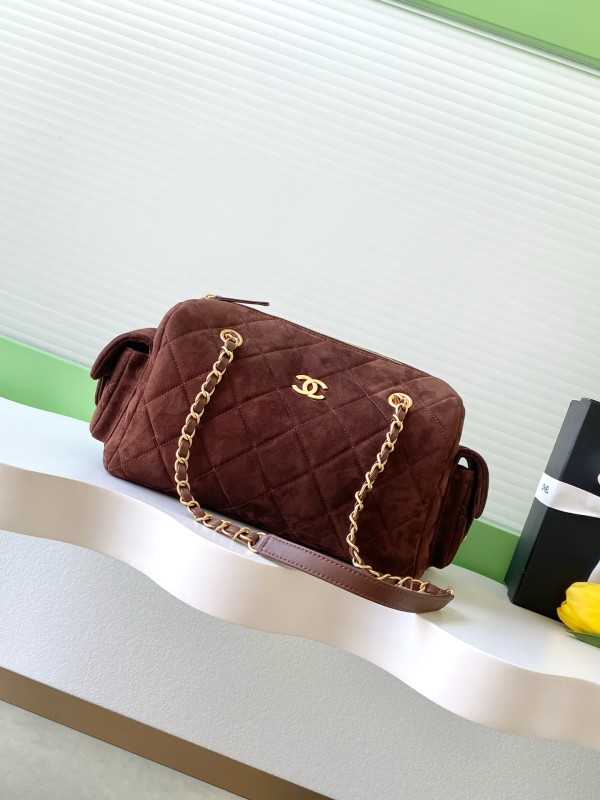 25K Large Suede Bowling Bag “27x18.5x13.5cm” -008 =AS5791