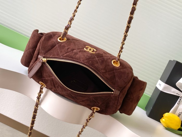 25K Suede Bowling Bag “24x15.5x11.5cm” -087 =AS5792