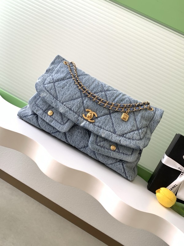 25K Large Denim Messenger Bag “45x27x10cm” -088 =AS5727
