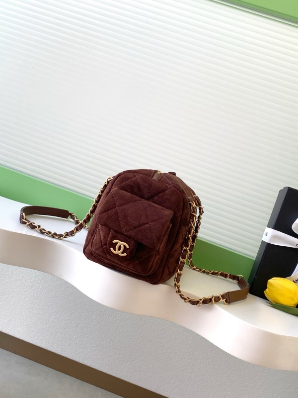25K Suede Bowling Bag “24x15.5x11.5cm” -087 =AS5792