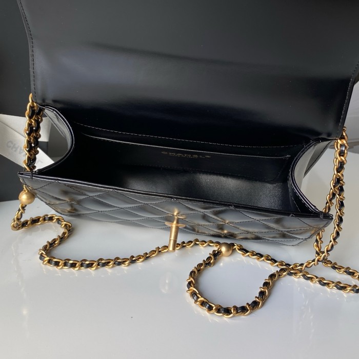24C Mini Flap Bag with Double Gold Balls “22x14.5x8cm” -007 =AS2649