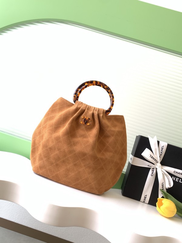 26C Large Suede Tortoiseshell Handle Bag “32x26x14cm” -086 =AS6010