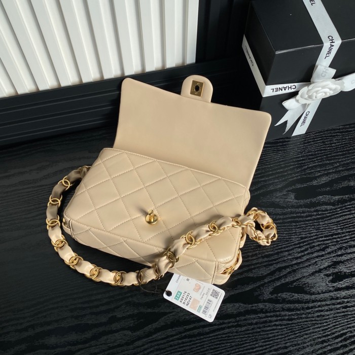 24K Medium Lambskin Shoulder Bag with Chunky Chain “26x17x8cm” -057 =AS5176