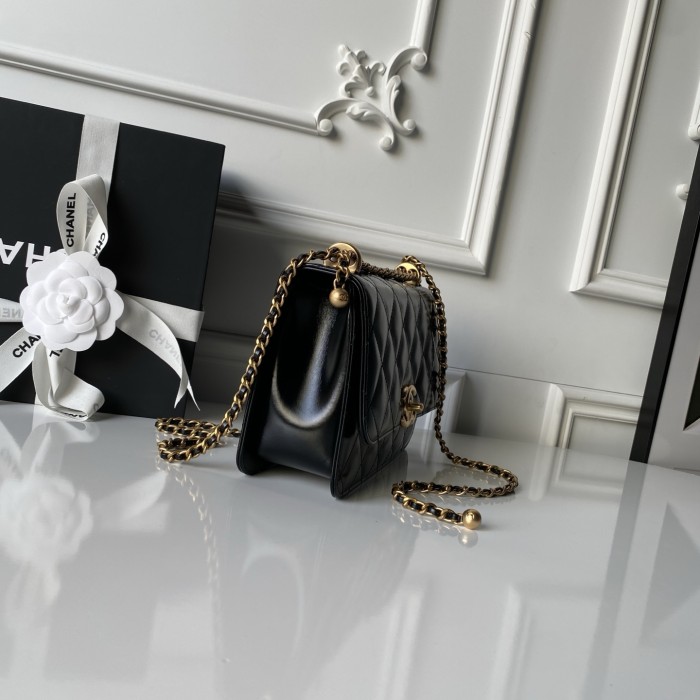 24C Mini Flap Bag with Double Gold Balls “22x14.5x8cm” -007 =AS2649
