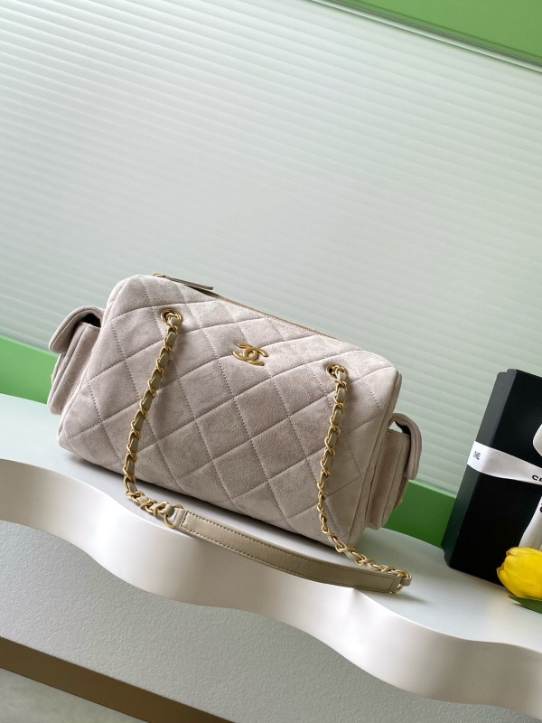 25K Large Suede Bowling Bag “27x18.5x13.5cm” -008 =AS5791
