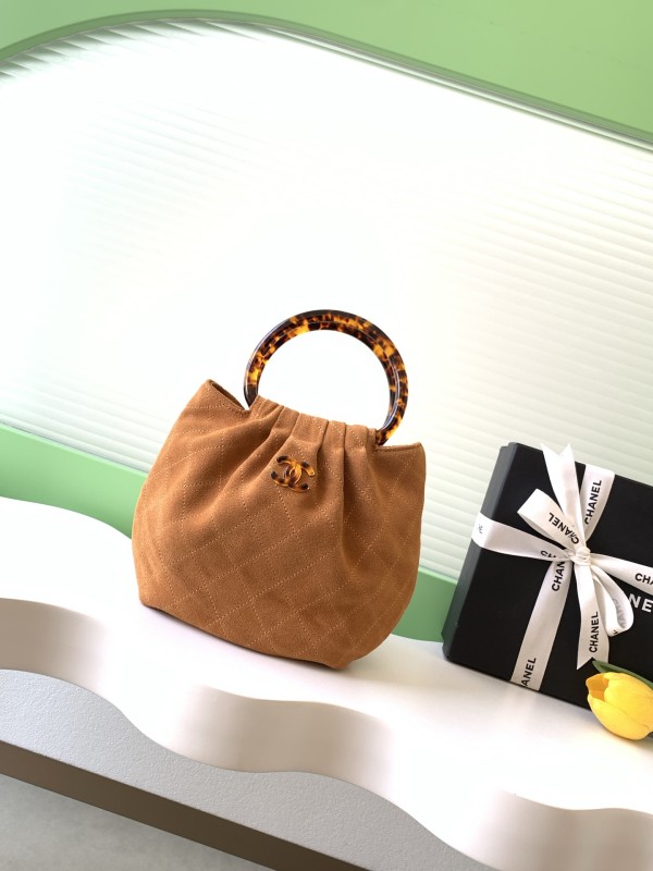 26C Medium Suede Tortoiseshell Handle Bag “24x18x12cm” -026 =AS6022