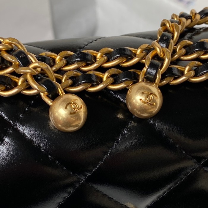 24C Mini Flap Bag with Double Gold Balls “19x12x8cm” -086 =AS2615