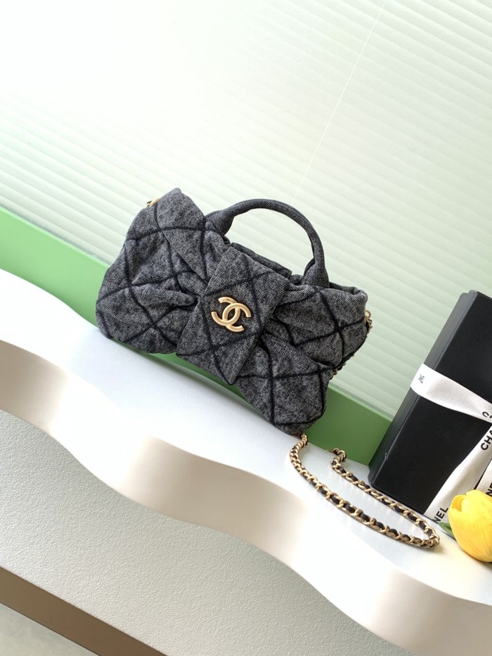25K Bow Small Denim Tote Bag “26x18x5cm” -086 =AS5849
