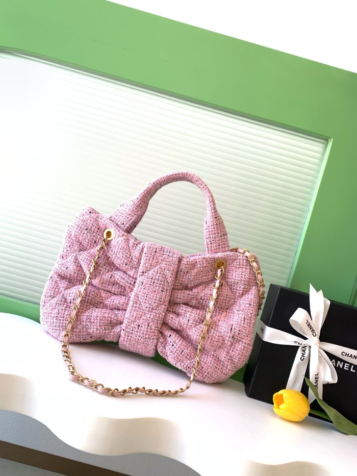 25K Bow Small Tweed Tote Bag “26x18x5cm” -036 =AS5849