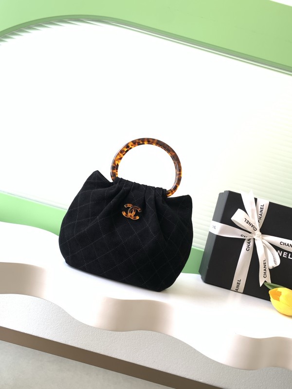 26C Medium Suede Tortoiseshell Handle Bag “24x18x12cm” -026 =AS6022