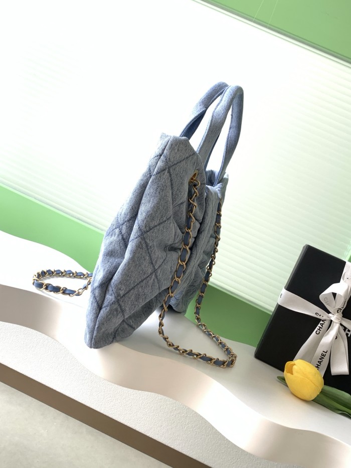 25K Bow Large Denim Tote Bag “38x29x5cm” -007 =AS5851