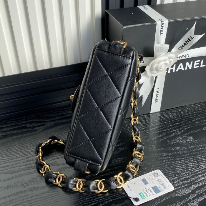 24K Small Lambskin Shoulder Bag with Chunky Chain “21x13x7cm” -037 =AS5174