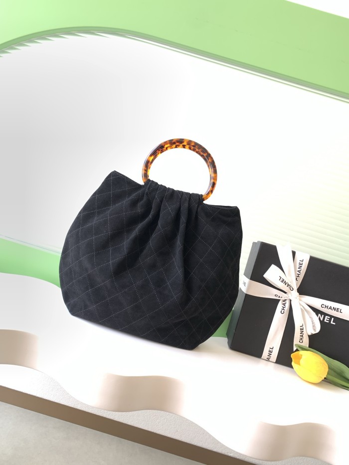 26C Large Suede Tortoiseshell Handle Bag “32x26x14cm” -086 =AS6010