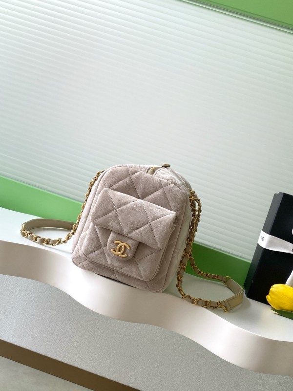25K Large Suede Bowling Bag “27x18.5x13.5cm” -008 =AS5791