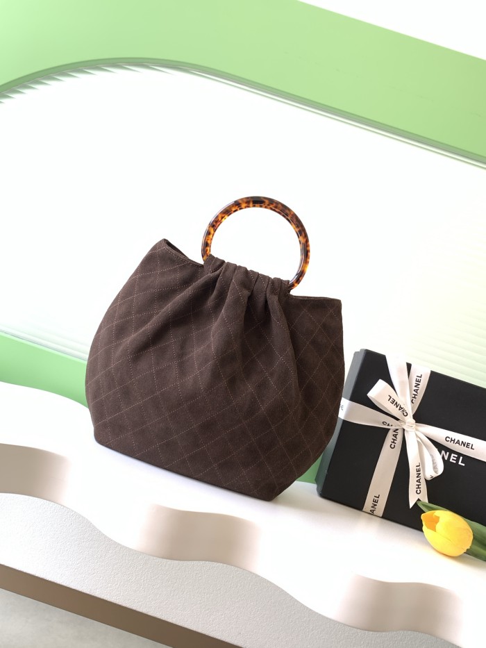 26C Large Suede Tortoiseshell Handle Bag “32x26x14cm” -086 =AS6010