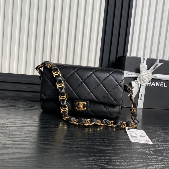 24K Medium Lambskin Shoulder Bag with Chunky Chain “26x17x8cm” -057 =AS5176