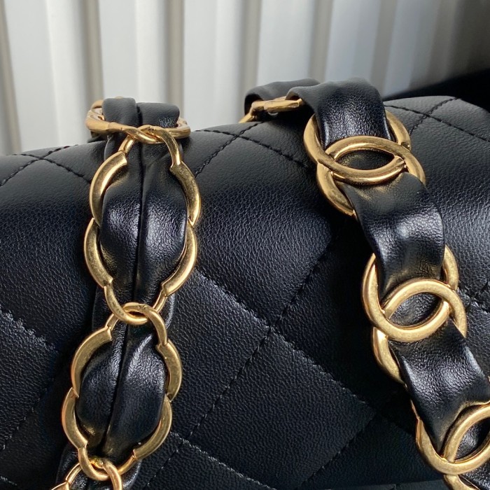 24K Medium Lambskin Shoulder Bag with Chunky Chain “26x17x8cm” -057 =AS5176
