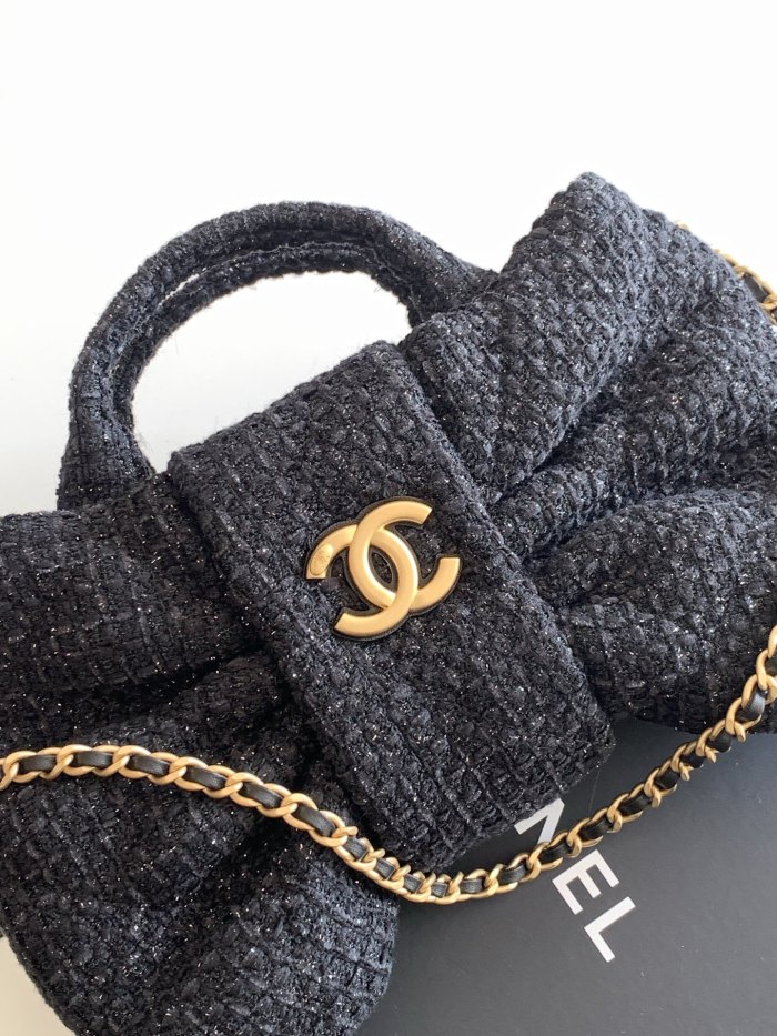 25K Bow Small Tweed Tote Bag “26x18x5cm” -036 =AS5849