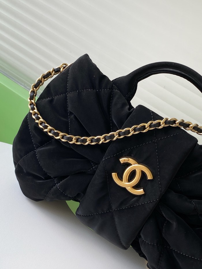 25K Bow Small Velvet Tote Bag “26x18x5cm” -036 =AS5849