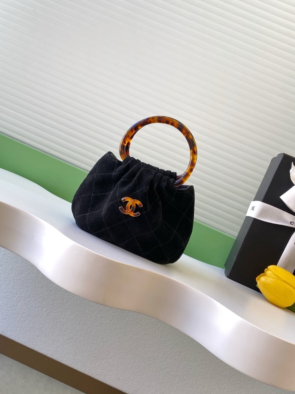 26C Small Suede Tortoiseshell Handle Bag “12x9x8cm” -065 =AS4981